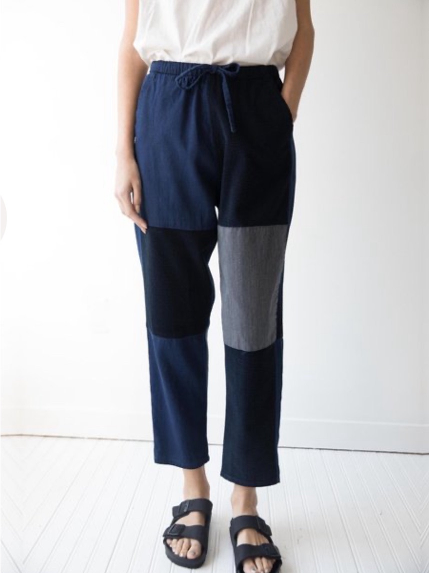 Caron Callahan Quimby Patchwork Drawstring Pants Mixed Indigo Size Medium